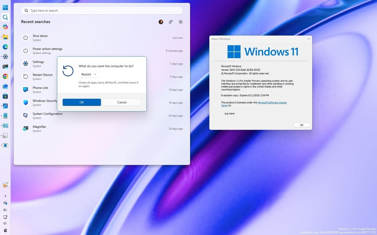 Featured image Windows 11 26H2 updates for Start Menu Taskbar  Search this fall
