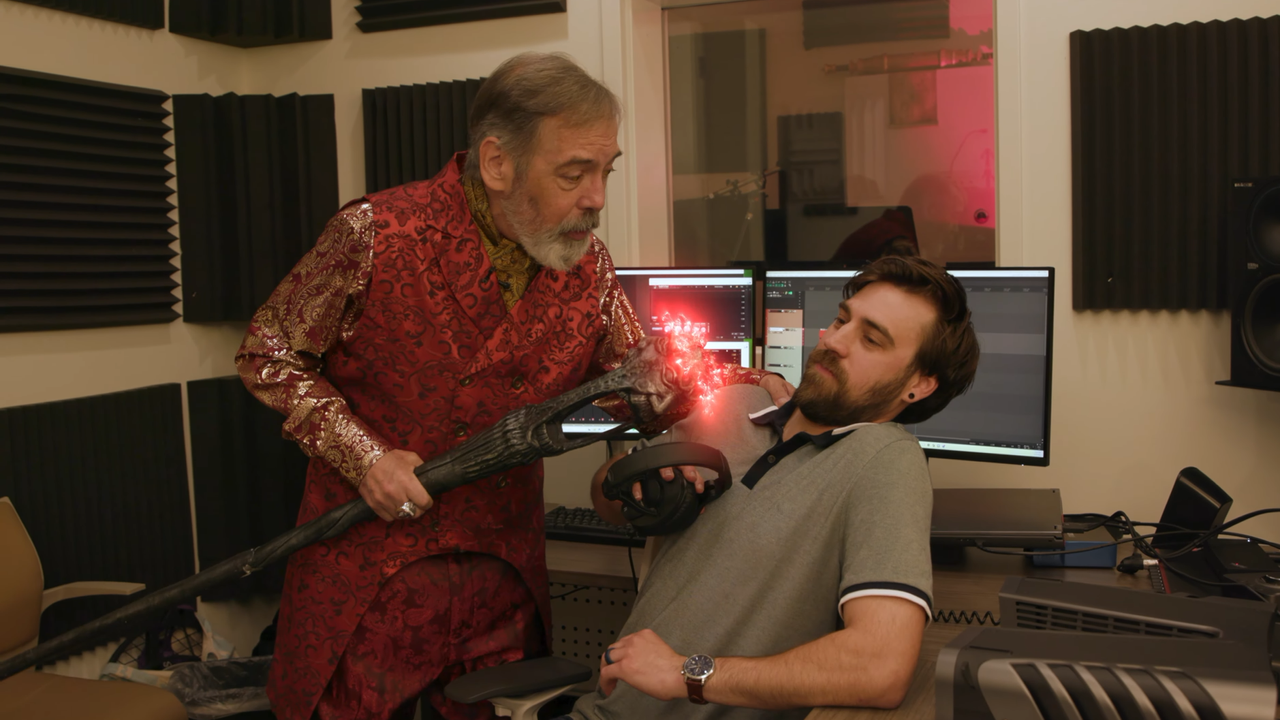 Featured image Wes Johnson goofing around as Sheogorath in a sound booth