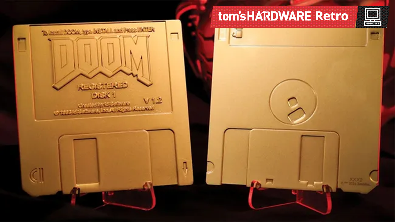 Featured image Preorder golden Doom floppy disks and box for 30