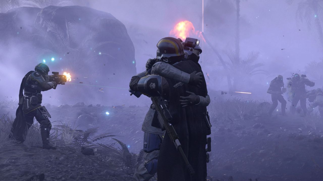 Featured image Cuddle SEAF troopers next to a Crusher in Helldivers 2