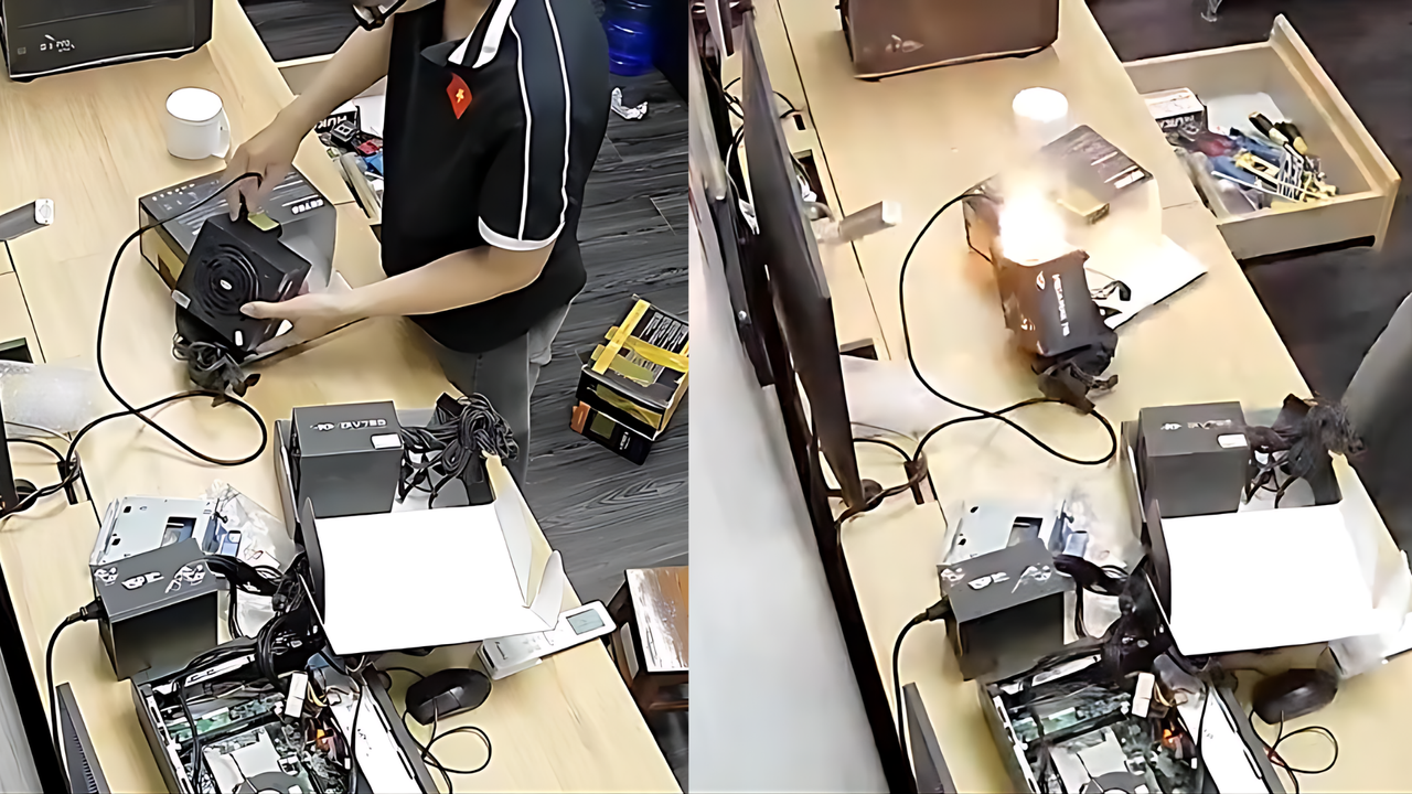 Featured image PC Power Supply Explodes into Flames in Viral Video